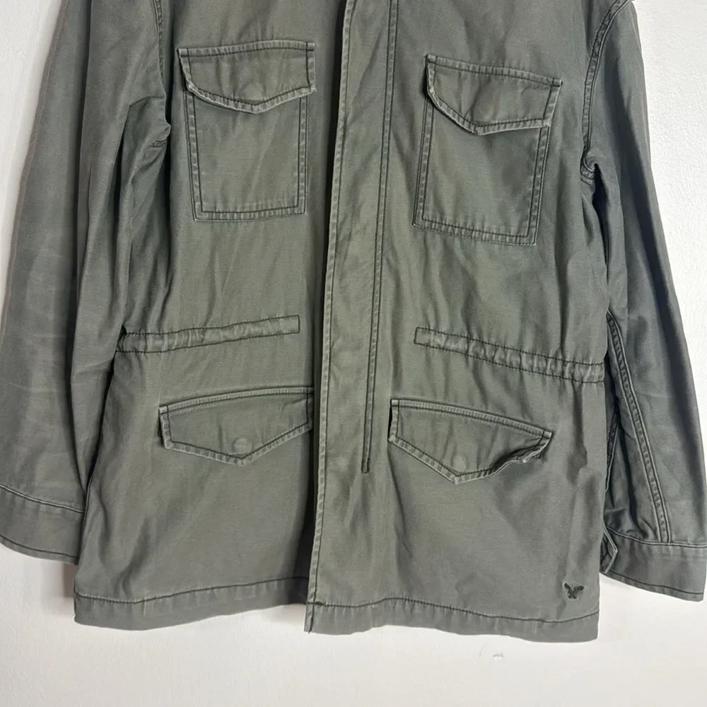 American Eagle Mock‎ Neck Front Pockets chore coat jacket Y2K Military medium